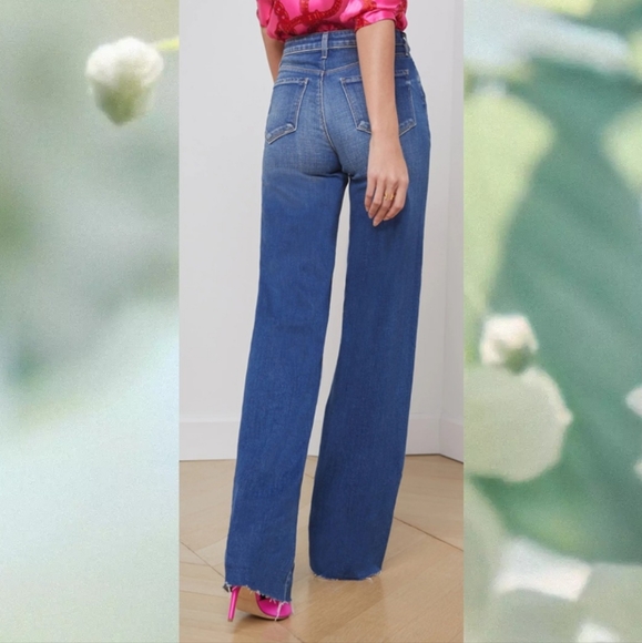 ⭐NWT⭐L'Agence Scottie Wide Leg Jeans Blue 28" waist USA made - Picture 2 of 11